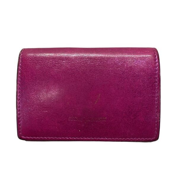 Auth SAINT LAURENT PARIS Tiny Wallet 459784 Pink Leather - Trifold Wallet - Picture 1 of 16